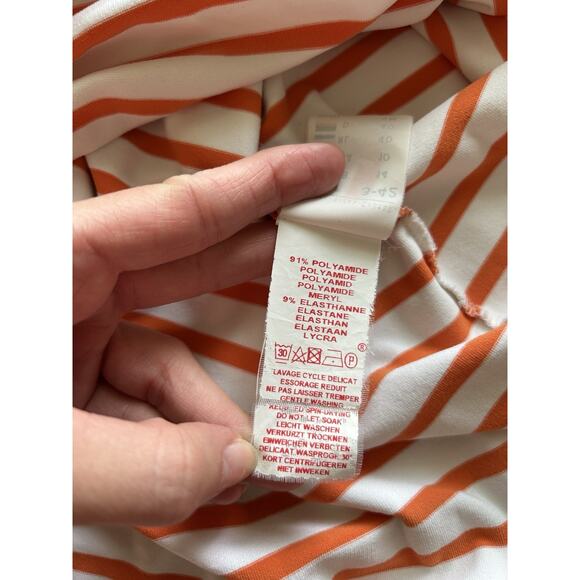 Saint James L'Atelier Women's Orange And White Striped Designer Blouse Small - Picture 10 of 12